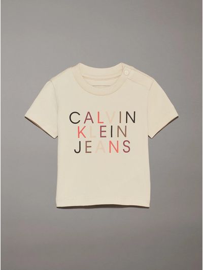 Playera-Calvin-Klein-Logo-Bordado-Bebe-Beige