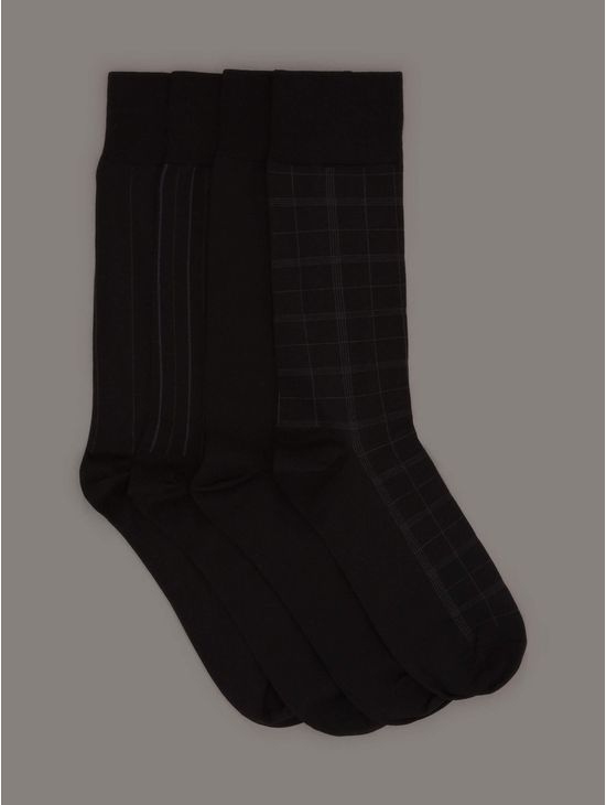 Calcetines-Calvin-Klein-Microfiber-Crew-Paquete-de-4-Hombre-Negro