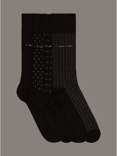 Calcetines-Calvin-Klein-Lightweight-Crew-Paquete-de-4-Hombre-Negro