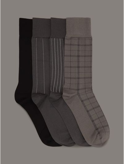 Calcetines-Calvin-Klein-Microfiber-Crew-Paquete-de-4-Hombre-Multicolor