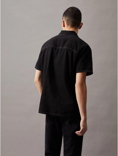 Camisa-Calvin-Klein-Manga-Corta-Denim-Hombre-Negro