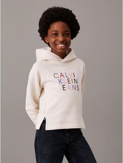 Sudadera-Calvin-Klein-Logo-Estampado-Niña-Beige