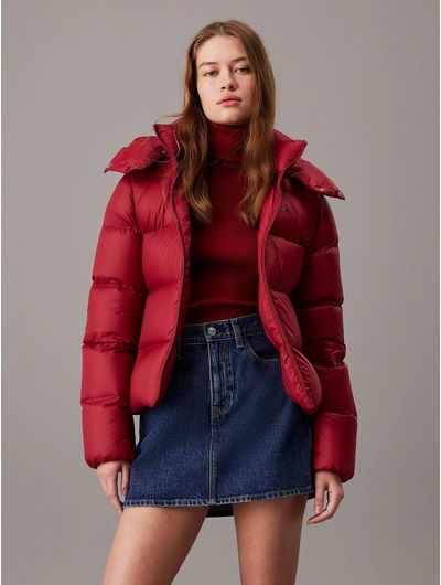 Chamarra-Calvin-Klein-Puffer-Plumas-Mujer-Rojo