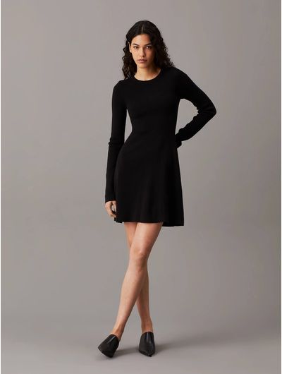 Vestido-Calvin-Klein-Acanalado-Mujer-Negro