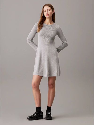 Vestido-Calvin-Klein-Acanalado-Mujer-Gris