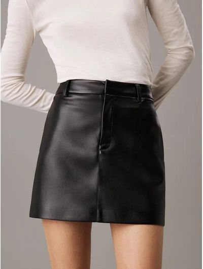 Falda-Calvin-Klein-Mini-Vinipiel-Mujer-Negro