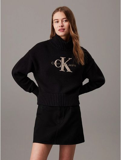Sueter-Calvin-Klein-Cuello-Alto-Monologo-Terry-Mujer-Negro