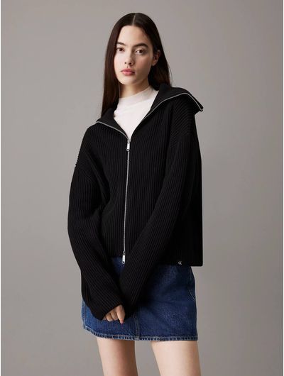 Cardigan-Calvin-Klein-con-Cierre-Mujer-Negro