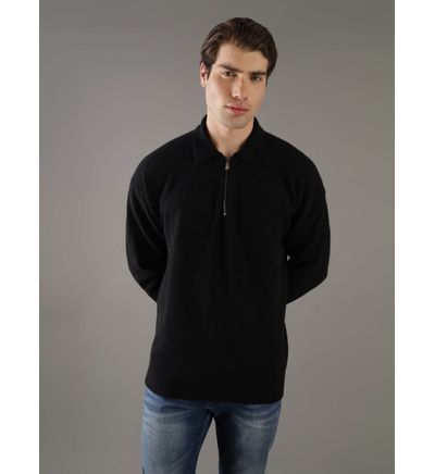 Suéter Calvin Klein con Acabado Afelpado Hombre Negro Suéteres