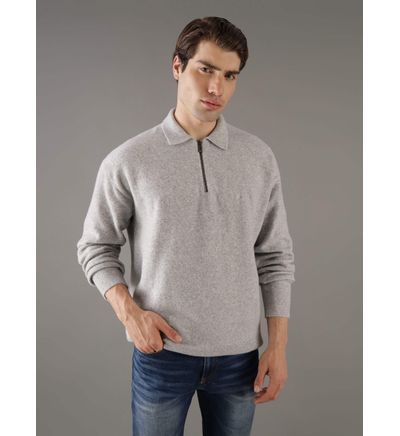 Suéter Calvin Klein con Acabado Afelpado Hombre Gris Suéteres