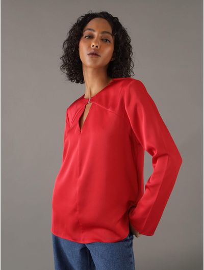 Blusa-Calvin-Klein-con-Acabado-Satinado-Mujer-Rojo