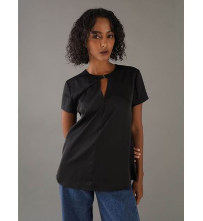 Blusa Calvin Klein con Acabado Satinado Mujer Negro Blusas