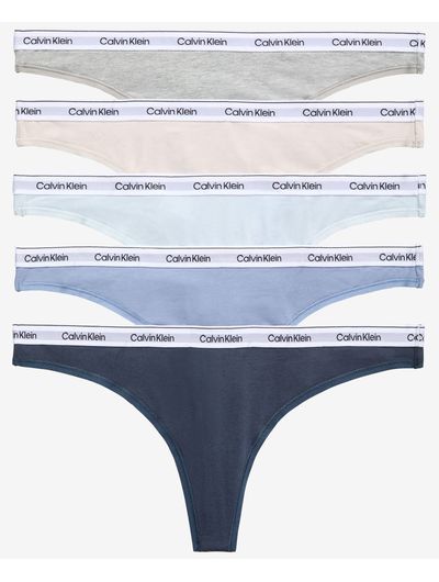 Tangas-Calvin-Klein-Modern-Logo-Paquete-de-5-Mujer-Azul