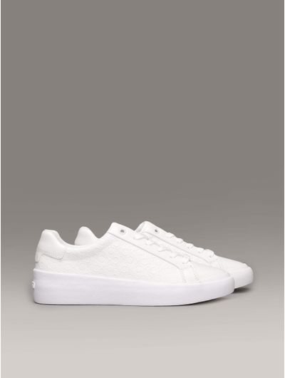 Tenis-Calvin-Klein-con-Monograma-en-Relieve-Mujer-Blanco