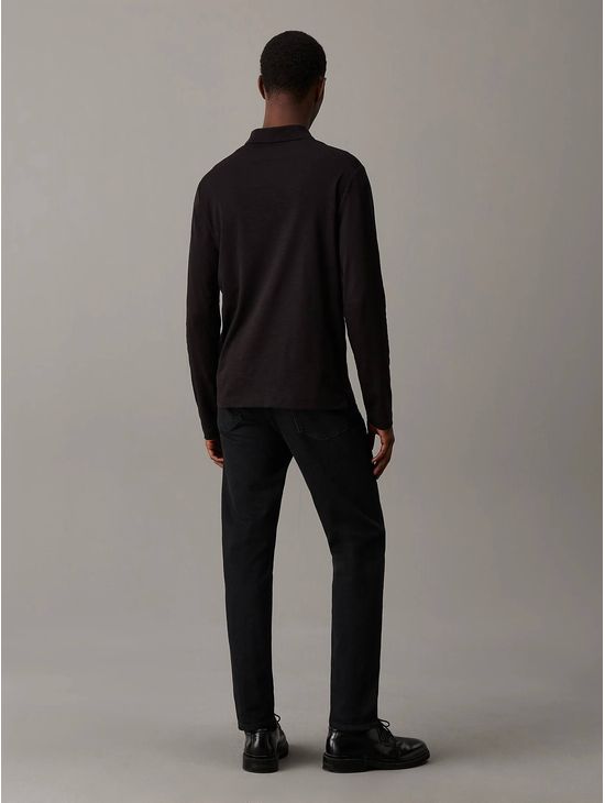 Polo-Calvin-Klein-Maga-Larga-con-Cierre-Hombre-Negro