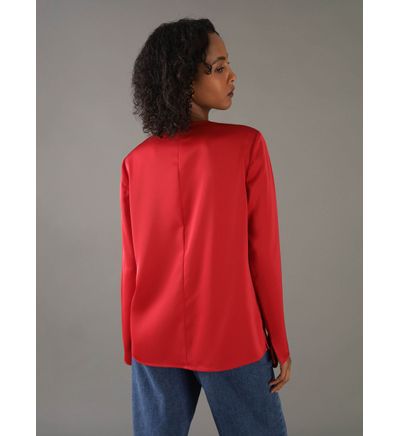 Playera Camiseta Cuello Alto Mujer Rojo Playera Cuello Redondo