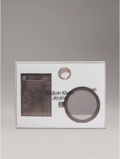 Set-Calvin-Klein-de-Tarjetero-y-Llavero-Mujer-Plateado