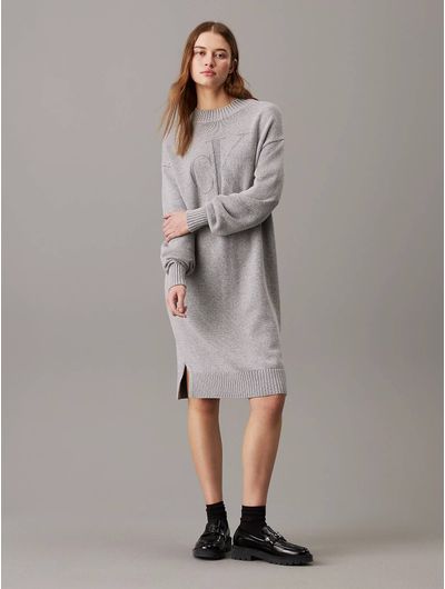 Vestido-Calvin-Klein-Tejido-Monograma-Mujer-Gris