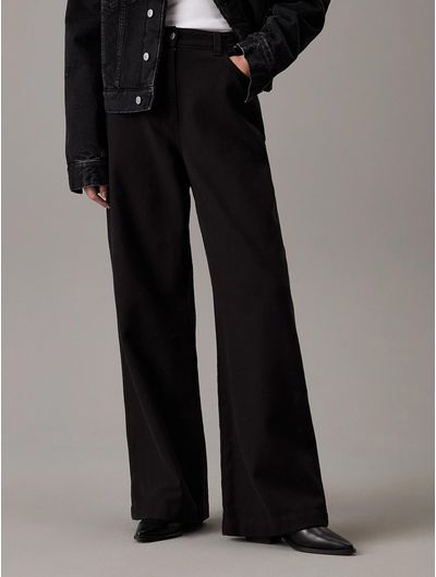 Pantalon-Calvin-Klein-de-Pana-Holgado-Mujer-Negro