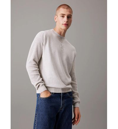 Suéter Calvin Klein Monologo Hombre Gris Suéteres Calvin Klein