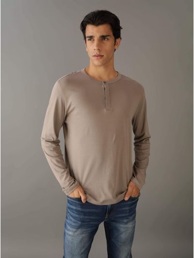 Playera-Calvin-Klein-Acabado-Liso-Hombre-Cafe