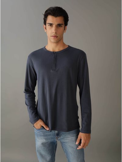 Playera-Calvin-Klein-Acabado-Liso-Hombre-Azul
