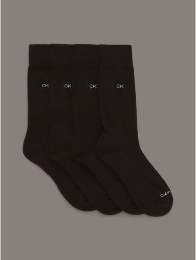 Calcetas-Calvin-Klein-Monograma-Bordado-Pack-de-4-Hombre-Negro