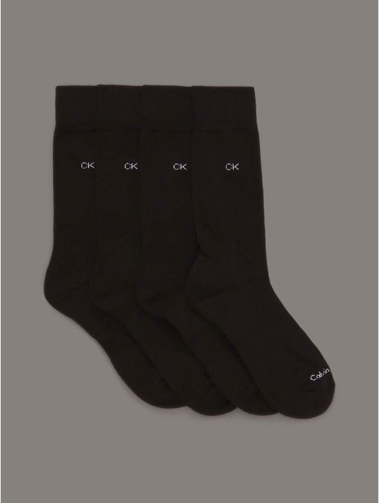 Calcetas-Calvin-Klein-Monograma-Bordado-Pack-de-4-Hombre-Negro