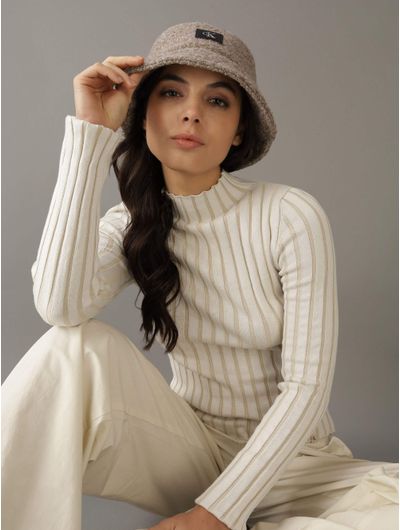 Sueter-Calvin-Klein-Acanalado-Mujer-Beige