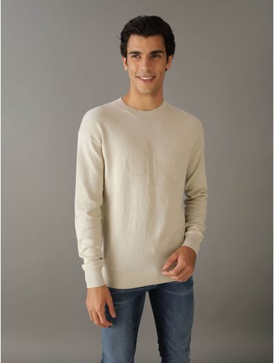 Sueter-Calvin-Klein-Monograma-en-Relieve-Hombre-Beige