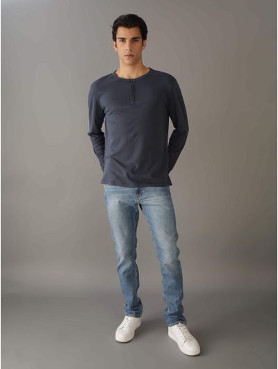 Playera-Calvin-Klein-Acabado-Liso-Hombre-Azul