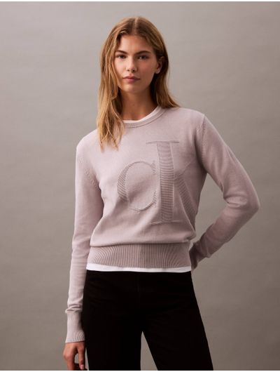 Sueter-Calvin-Klein-Monograma-Mujer-Gris