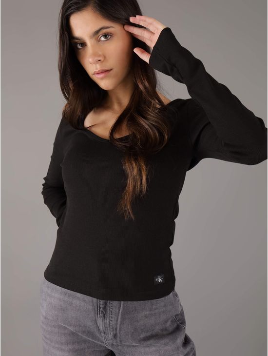 Playera-Calvin-Klein-Acanalada-Mujer-Negro