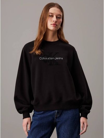Sudadera-Calvin-Klein-Monologo-Terry-Holgada-Mujer-Negro