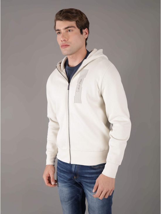 Sudadera-Calvin-Klein-Logo-Hombre-Beige