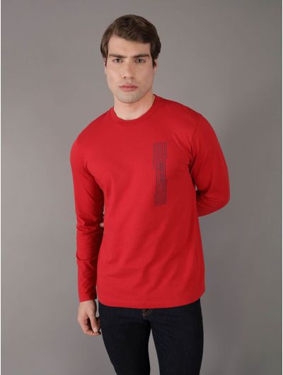 Playera-Calvin-Klein-Franjas-Logo-Hombre-Rojo