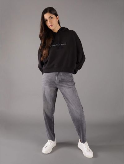 Sudadera-Calvin-Klein-Monologo-Afelpado-Mujer-Negro