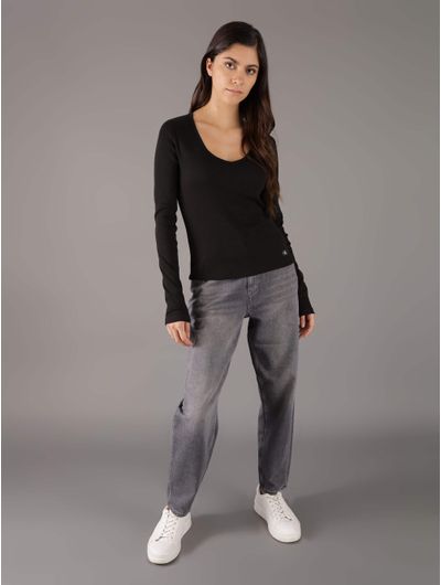 Playera-Calvin-Klein-Acanalada-Mujer-Negro