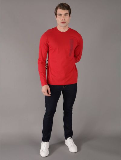 Playera-Calvin-Klein-Franjas-Logo-Hombre-Rojo