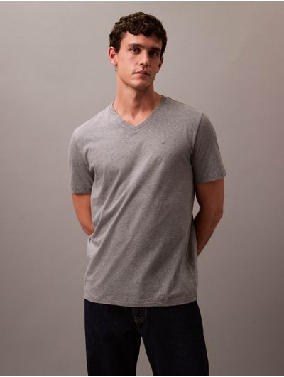 Playera-Calvin-Klein-Cuello-V-Hombre-Gris
