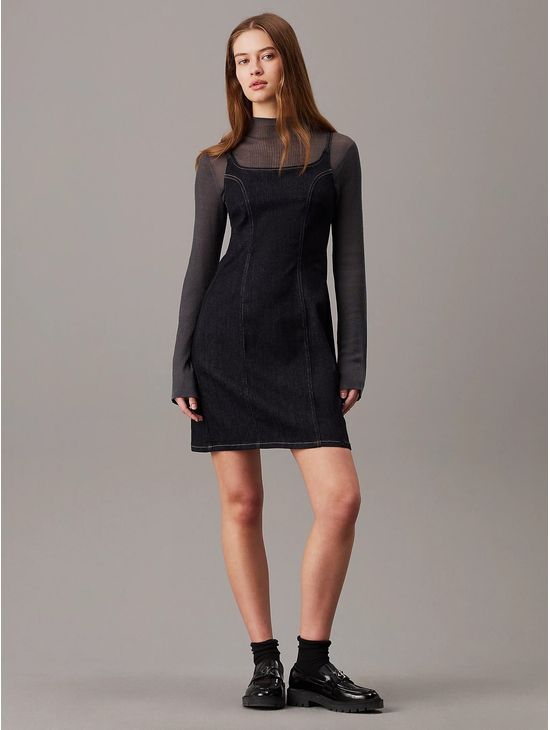 Vestido-Calvin-Klein-Lencero-Denim-Mujer-Negro
