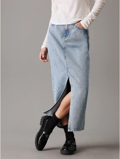 Falda-Calvin-Klein-Larga-Denim-Mujer-Azul