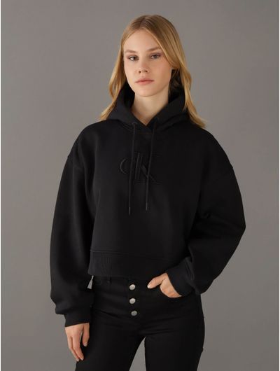 Sudadera-Calvin-Klein-Monograma-Mujer-Negro