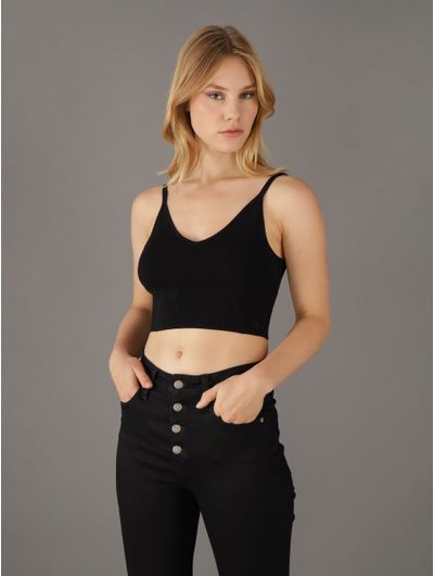 Top-Calvin-Klein-Acanalado-Mujer-Negro