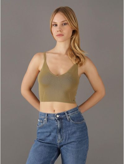 Top-Calvin-Klein-Acanalado-Mujer-Verde