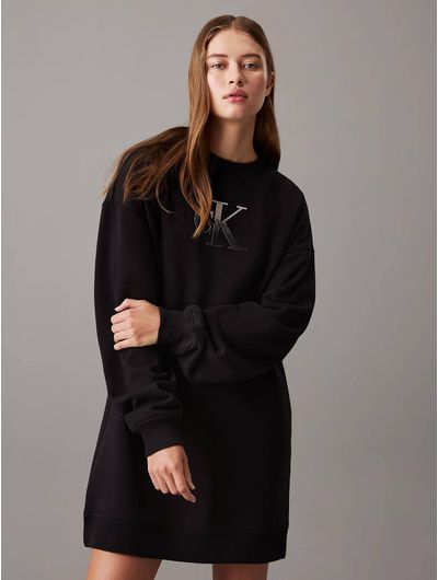Vestido-Calvin-Klein-Sudadera-Monologo-Mujer-Negro