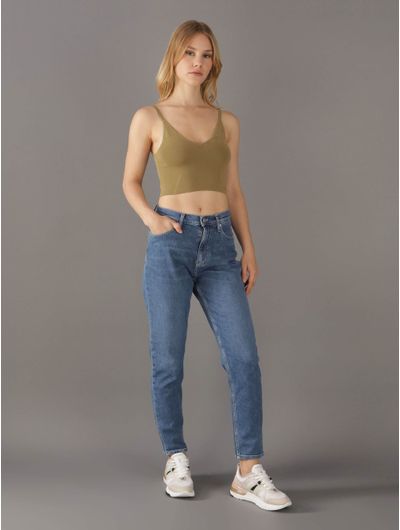 Top-Calvin-Klein-Acanalado-Mujer-Verde