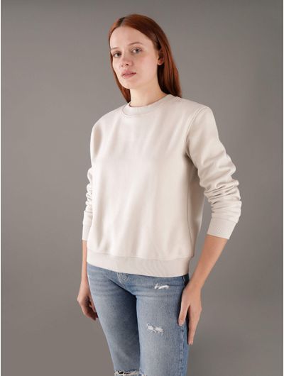 Sudadera-Calvin-Klein-con-Logotipo-Mujer-Beige