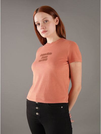 Playera-Calvin-Klein-con-Logo-Estampado-Mujer-Naranja