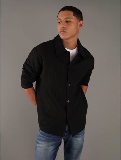 Sobrecamisa-Calvin-Klein-con-Monograma-Bordado-Hombre-Negro